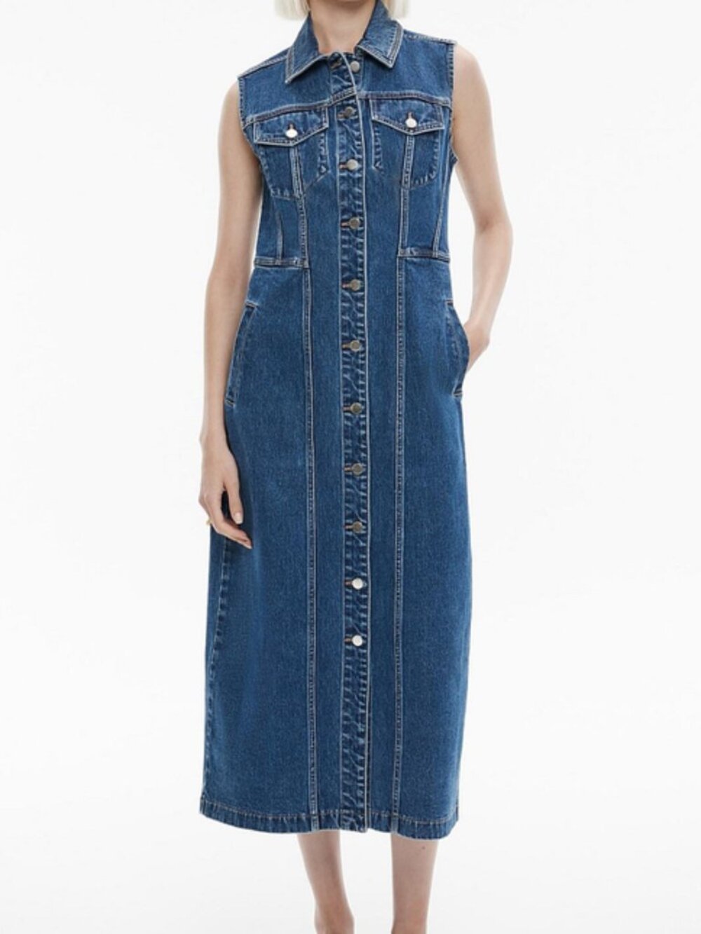 Witchery Denim Sleeveless Longline Dress size 10